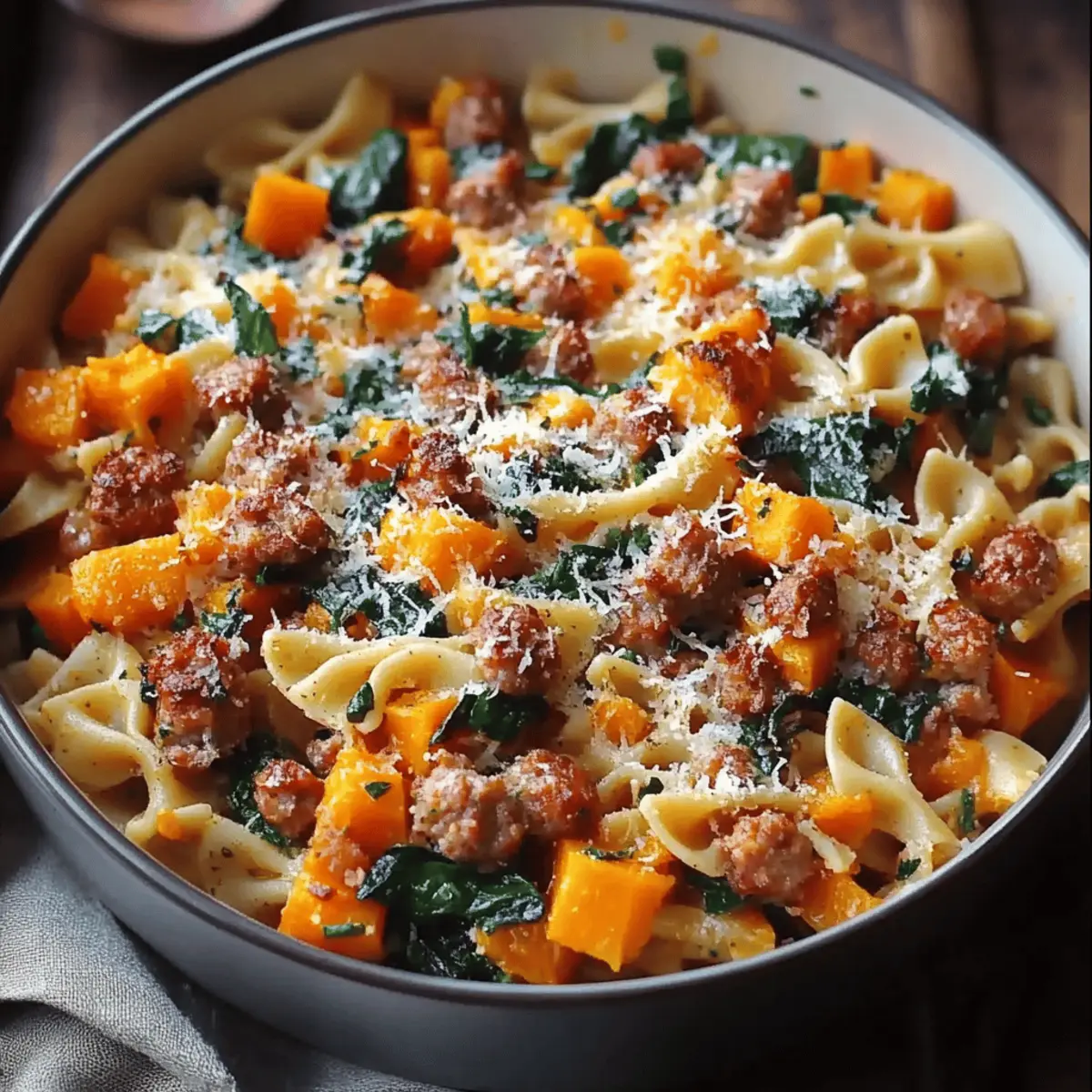 Butternut Squash Pasta: Sausage and Spinach