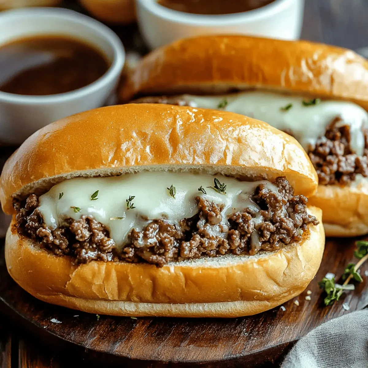 Ground Beef French Dip Sandwich